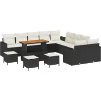 vidaXL Tuinbank Set 18 st 11-Aantal zitplaatsen Zwart en Crème