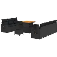 vidaXL Tuinbank Set 10 st 7-Aantal zitplaatsen Zwart poly rattan
