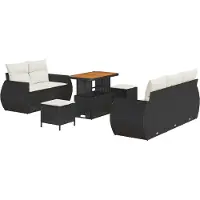vidaXL Tuinbank Set 8 st 5-Aantal zitplaatsen Zwart en Crème