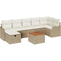 vidaXL Tuinbank Set 8 st Beige Poly rattan