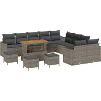 vidaXL Tuinbank Set 18 st 11-Aantal zitplaatsen Grijs poly rattan