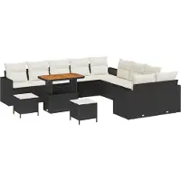 vidaXL Tuinbank Set 17 st 10-Aantal zitplaatsen Zwart en Crème