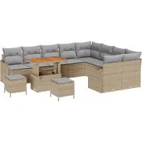vidaXL Tuinbank Set 12 st Beige poly rattan