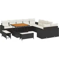 vidaXL Tuinbank Set 17 st 12-Aantal zitplaatsen Zwart en Crème