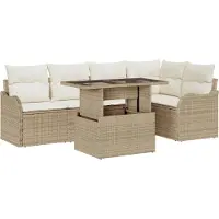 vidaXL Tuinbank Set 6 st Beige Poly Riet