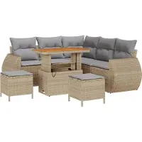 vidaXL Tuinbank Set 8 st 7-Aantal zitplaatsen Beige en Lichtgrijs