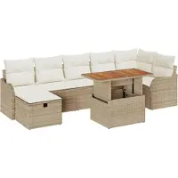 vidaXL Tuinbank Set 8 st Beige Poly rattan