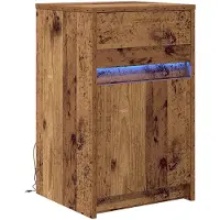 vidaXL LED Bedlampkast Oud hout 38 x 34 x 61 cm Bewerkt hout