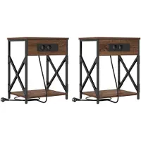 vidaXL Nachtkastje 2 st Bruin Eiken 41 x 31 x 51 cm Bewerkt hout