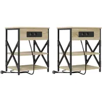 vidaXL Nachtkastje 2 st Sonoma Eik 41 x 31 x 51 cm Bewerkt hout