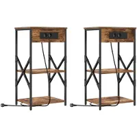 vidaXL Nachtkastje 2 st Rook Eiken 41 x 31 x 76 cm Bewerkt hout