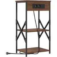 vidaXL Nachtkastje met plank Bruin Eiken 41 x 31 x 76 cm Bewerkt hout