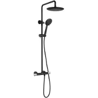 Sapho Solaris Combi-doucheset met thermostatische mengkraan, mat zwart/chroom