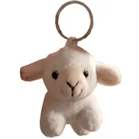 Gerkimex Sleutelhanger Lammetje pluche wit 9x5cm wit Pluche Sleutelhanger