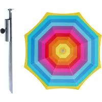 Outdoor Strand / tuin / camping parasol Aruba - met metalen grondharing - D180 cm - verstelbaar - UV straling bestendig