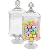 Gerimport snoeppot/voorraadpot Lisa - 2x - glas - D12,5 x H28 cm - transparant - decoratie