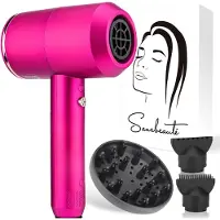 Sansbeauté Föhn met Diffuser - Ionische Haardroger - Borstel - Reisföhn - 3 Opzetstukken - Krullen - Krul Feun Set - Sèche Cheveux - Haarföhn met Defuser - Hair Blow Dryer - 2000W - Pink