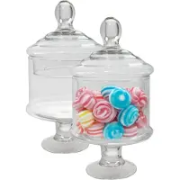 Gerimport snoeppot/voorraadpot Lisa - 2x - glas - D12,5 x H23 cm - transparant - decoratie