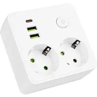 ABC-led Stopcontact – Met schakelaar – 230V – USB en USB-C – Vierkant