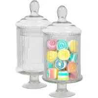 Gerimport snoeppot/voorraadpot Striped - 2x - glas - D12,5 x H28 cm - transparant - decoratie