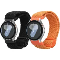 Kwmobile Horlogebandjes geschikt voor Samsung Galaxy Watch 4 / 5 / 6 Galaxy Watch 7 / FE - 2 x Nylon Smartwatch bandje in zwart / oranje.
