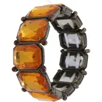 Behave – armband – amber bruin kleurig – antiek goudkleurig – elastisch – statement – nikkelvrij