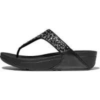 FitFlop Women Lulu Crystal-Mix Toe-Post Sandals All Black-Schoenmaat 43