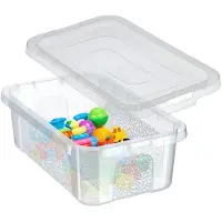 Kadax Rechthoekige opbergdoos met deksel, opbergcontainer, stapelcontainer, plastic doos, kunststof doos, ruimtebesparende opbergdoos (4,5 l, transparant)