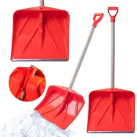 Kadax Sneeuwschep, schep met houten steel, sneeuwschuiver met ergonomische kunststof handgreep, sneeuwruimer met kunststof blad, sneeuwschep (W: 50 cm, oranje)