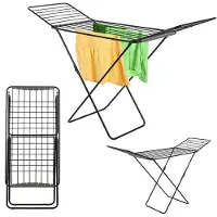 Kadax Droogrek met 20 m drooglengte, inklapbaar, zwart wasrek, luchtstroomdroogrek, wasdroger met vleugels, vleugeldroger