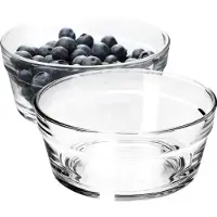 Kadax Saladeschaal, serveerschaal van glas, vaatwasmachinebestendige snackschaal, hoogwaardige fruitschaal, transparante dessertschaal, glazen schaal, diameter 14 cm, 2 stuks