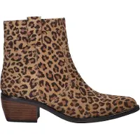 Nelson suède cowboylaarzen met panterprint beige female | Maat: 39