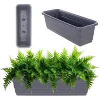 Kadax Wamat, 50 cm, antraciet, balkonpot van kunststof, weerbestendige plantenbak, bloempot, balustrade voor bloemen, kruiden en planten