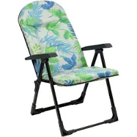 Kadax Tuinstoel met verstelbare rugleuning, relaxstoel van gepoedercoate stalen constructie, inklapbaar, klapstoel met draagvermogen tot 110 kg, ligstoel met kussen (S ovaal, groen/blauw)
