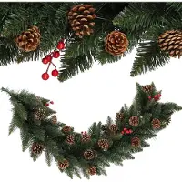 Kadax Dennenslinger, decoratieve slinger, 115 cm lange dennenslinger met dennenappels, kunstmatige kerstslinger van pvc-folie, kerstdecoratie (asher)