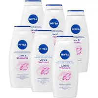 Nivea Care & Diamond Badschuim - Diamantenglans & Calla-leliegeur - Hydraterende - Voordeelverpakking - 6 x 750 ml