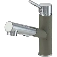 Kadax GOSPO Keukenkraan, eengreepsmengkraan in drie kleurversies, uittrekbare wastafelarmatuur van messing, kraan voor keuken of badkamer, mengkraan (grijs)