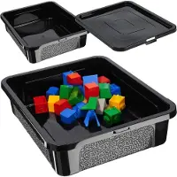 Kadax Rechthoekige opbergdoos met deksel, opbergcontainer, stapelcontainer, plastic doos, kunststof doos, ruimtebesparende opbergdoos (10 l, zwart)