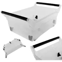 Kadax Opbergdoos, opbergdoos met wielen, kunststof containers met handgrepen, plastic containers, transparante opbergkist (30 liter)