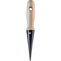 Kadax Inplanthulp van metaal, plantgatsteker met comfortabele greep van hout, bloembollen, uienplant, plantenschep, pikeerstaaf (L: 24 cm, zwart)