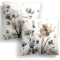 BOTC Kussenhoes 45x45cm - Set van 2 - Essentials - Bloemen - Wit