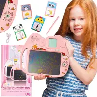 INNE Tekentablet voor kinderen en Engels-leerspeelgoed Roze – 8 inch, 112 dubbelzijdige kaarten voor Engels leren, stylus, geluidsweergave, meerkleurig