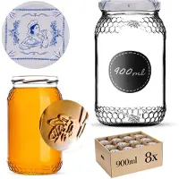 Kadax Glazen pot Lierde 900ml 82mm 8 stuks + deksels "Kucharka"