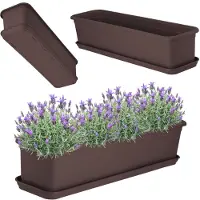 Kadax Wamat, 60 cm, balkonbak van kunststof, voor binnen en buiten, bloempot voor balkon, terras en vensterbank, bruin