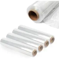Kadax Transparante stretchfolie, 300 x 50 cm, plasticfolie, 3 kg verhuisfolie, palletfolie voor meubels, magazijn, transport, duurzame wikkelfolie, verpakkingsfolie (transparant, set van 4)