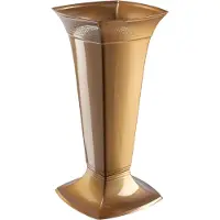 Kadax Begraafplaats vaas van kunststof met sokkel - grafdecoratie en grafbloemen - staande vaas (goud / hoog)