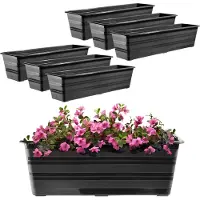 Kadax Set bloembak, 6 x 60 cm, antraciet, balkonpot van kunststof, weerbestendige plantenbak, bloempot, balustrade voor bloemen