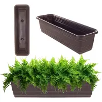 Kadax Bloembak 60 cm, mokka, balkonpot van weerbestendig kunststof, bloempot voor bloemen, kruiden en planten