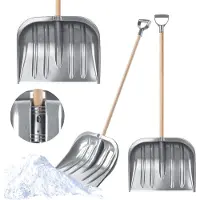 Kadax Sneeuwschep met ergonomische handgreep, bladbreedte: 49 cm, kunststof blad, sneeuwschuiver, ideale sneeuwschep voor kleine en grote sneeuwsneeuwsneeuwruimers, stabiel (houten steel, zilver)