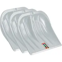 Kadax Sneeuwspade, 49 cm breed, sneeuwschep zonder steel, sneeuwschuiver, sneeuwruimer, kunststof sneeuwschop, sneeuwschuip (3, zilver met aluminium rand)